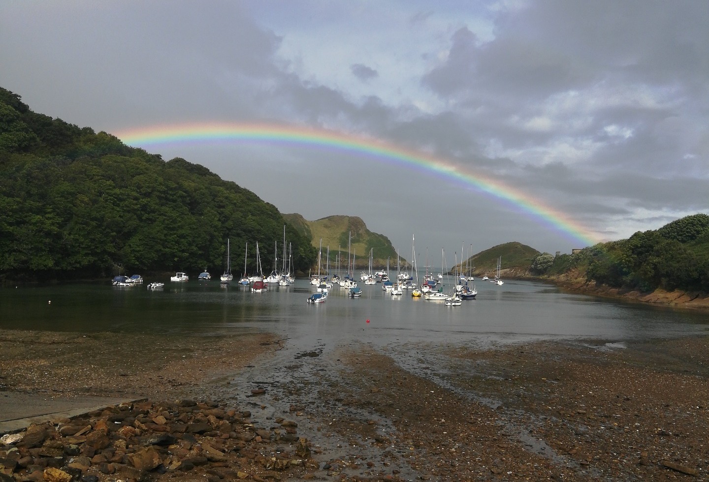 Harbour view with rainbow.